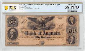 Trust and fiduciary services are provided by bank of america, n.a. Numisbids World Banknote Auctions Sale 6 Lot 6425 United States Augusta Georgia Nd 1850s Pcgs Choice About Unc