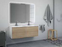 Bagno > mobili bagno > mobili lavabi > gruppo di mobili lavabi pidema, mobile con finitura rovere nordik, mobili bagno completo di specchio e due grandi cassettoni con chiusura progressiva. Mobile Bagno Olas 123 Base Doppio Lavabo Rovere Tabacco Iperceramica