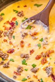 Cook cheese sauce and add to crockpot. Slow Cooker Bacon Cheeseburger Soup Plain Chicken