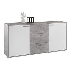 Montes sur des coulisses de metal, les 2 tiroirs s'ouvrent et se ferment sans bruit. Buffet Buffet Haut Pas Cher Beton Blanc Tiroir Mobilier De Salon