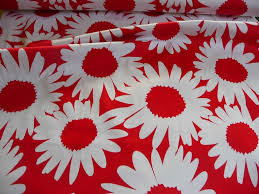 Baumwolle Elastan Margeriten Rot Weiss Meterware Stoff Stoffe Margeriten Stoffe Baumwolle