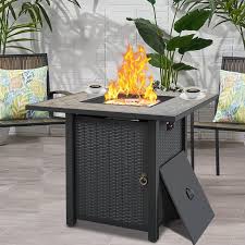 Jun 22, 2021 · a fire feature is a great addition to any patio, serving as a stunning focal point and a cozy gathering spot. Outdoor Fire Pit Table Segmart 40 000 Btu Wicker Square Propane Fire Pit Table With Auto Ignition Lava Rock Adjustable Flame Backyard Fire Pit Table With Removable Lid Etl Certified S9680 Walmart Com