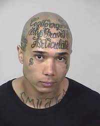 Roland Smith At Spotsylvania County Sheriff Had Latin Phrases Tattooed All Over His Face And Chest The 32 Year Old Virginia M Gang Tattoos Prison Tattoos Face