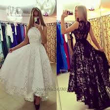 The best short and mid length wedding dresses from simple vintage inspired designs to boho or modern, including high low bridal gowns. White Black Wedding Dress Long Back Short Front Lace Wedding Gowns High Low Bride Dresses 2017 Korean Robe De Mariage Matrimonio In Wedding Dresses From Weddings Events On Aliexpress Com Alibaba Group
