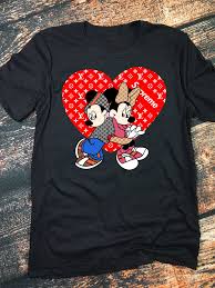 Supreme Louis Vuitton Mickey And Minnie Women S T Shirt Zamrie Louis Vuitton Supreme Minnie Shirt T Shirts For Women