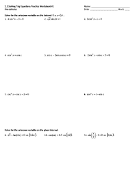 Power, polynomial, and rational functions: 5 3 Solving Trig Equations Practice Worksheet 1 Fill Online Printable Fillable Blank Pdffiller