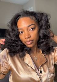 Silk Press Side Part with Loose Curls