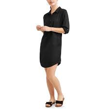 Time And Tru Women S Lyocell Shirt Dress Black Shirt Dress Dresses Night Outfits