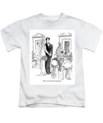A Bride And Groom To The Guests At Their Wedding Kids T Shirt