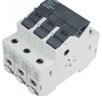 3 POLE DIN RAIL FUSEHOLDER FOR CLASS 'CC' CYLINDRICAL FUSES 30AMP WITH LED  INDICATION LIGHT