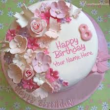 Edit Option Love Birthday Cake With Name And Photo Butterfly Roses Decorated 8th Birthday Cake Name Generator 8th Birthday Cake Birthday Cake Writing Birthday Cake Write Name