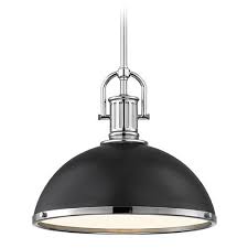 Farmhouse Pendant Light Black With Chrome Accents 13 38 Inch Wide 1764 26 Sh1776 07 R1776 26 D Black Pendant Light Pendant Light Farmhouse Pendant Lighting