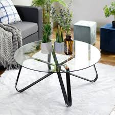 Saarinen outdoor dining table by knoll. Clear Tempered Glass Round Coffee Table 40cm Height 80x80 Size Black Metal Legs Glass Table Living Room Modern Glass Coffee Table Round Glass Coffee Table