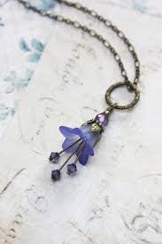 Bluebell Flower Pendant Lavender Blue Lucite Flower Necklace Lucite Jewelry Blue Bell Flowers Lucite Flower Earrings