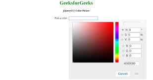 How to add a color picker there, so when the user chooses a color and save the font color would be changed? How To Design Color Picker Using Jquery Ui Geeksforgeeks