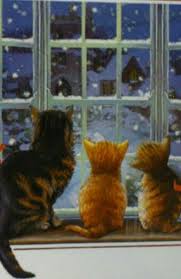 Watching The Snow Fall Christmas Cats Christmas Paintings Christmas Art