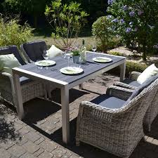 Sitzgruppe Miami 150x90cm Mit 4 Sesseln Grau Polster Grau Sitzgruppe Outdoor Dekorationen Aussenmobel
