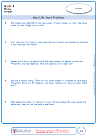 grade 4 division word problems worksheets www grade1to6 com