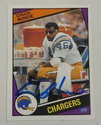 The key rookie cards include #63 john elway, #111 howie long, #123 dan marino. Chuck Muncie Signed Chargers 1984 Topps Football Card 183 Air Coryell Autograph