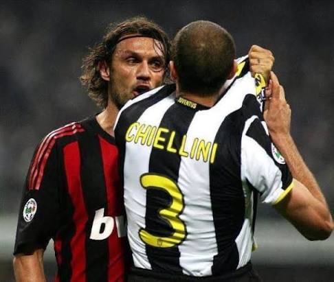 Chiellini vs Maldini — two eras, same Italian soul. One was elegance and  silence, the other scars and defiance. Maldini read the game, Chiellini  fought it. Different styles, same badge, same pride.
