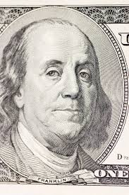 US Presidents George Washington, Benjamin Franklin, Abraham Lincoln ,  Portraits from US Dollar Bills Isolated, United States Money Stock Image