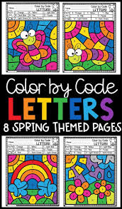 Color By Letter Alphabet Color By Code Spring Theme Identifying Letters Alphabet Coloring Lettering Alphabet
