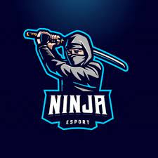 Ninja Character Holding Katana Esport Mascot Logo Isolated On Dark Background Gambar Seni