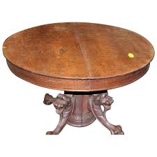 I am always in the market to buy, sell, or trade for any antiques. Round Oak Dining Table Lion Carved Pedestal Base Roberts Antiques Restorations Ruby Lane