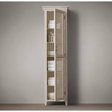 Crafted of solid oak frame with oak veneers in a distressed taupe finish. Restoration Hardware Shutter Tall Distressed Taupe Bath Cabinet Original Price 1 295 Design Plus Gallery