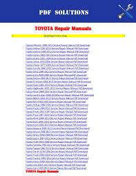 The process can be hard as you might not know some crucial information with. Repair Manuals Toyota Pdf Download