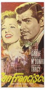 San Francisco'', with Clark Gable and Jeanette McDonald, 1936 Beach Towel  by Retro Movie Posters