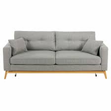 Scandinavian 3 Seater Light Grey Fabric Sofa Bed Maisons Du Monde Grey Fabric Sofa Fabric Sofa Bed Sofa Bed