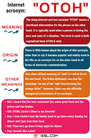 Otoh Meaning What Does Otoh Stand For With Helpful Conversations 7 E S L Meant To Be Other Ways To Say Learn English