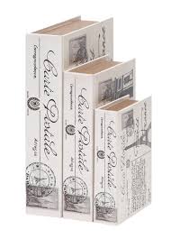 Wood Leather 3 Piece Book Box Set Book Box Book Decor Decorative Boxes