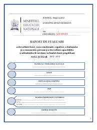 Raport De Evaluare Clasa Pregatitoare
