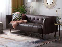 Hailee 84'' genuine leather sofa. 3 Seater Leather Sofa Brown Byske Beliani De