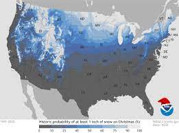 Chance Of White Christmas Map 2022 Chances Of A White Christmas Have Melted A Bit In Many Areas Of U.s. Since  1980S - Nj.com