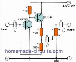 C1815 schema / condensatore+resistenza all uscita. 5 Simple Preamplifier Circuits Explained Homemade Circuit Projects