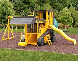Amish Made Fully Loaded Yellow And Black Bulldozer Playground Set Playground Set Backyard Playground Playground