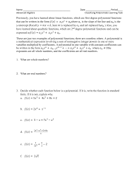 Classifying Polynomials