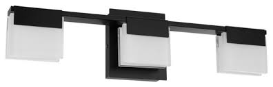 4 light bath and vanity light: 3 Light 22w Led Bath Vanity Light Matte Black Frosted Glass Contemporary Bathroom Vanity Lighting By Buildcom Houzz