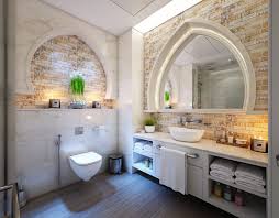 The floating vanity, white half wall and white tile shower add light elements to balance the room. Top 10 Bathroom Paint Color Ideas For Elegant Look