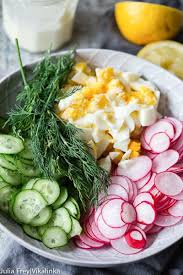 Creamy Dill Cucumber Radish And Egg Salad Cucumber Recipes Salad Radish Recipes Healthy Recipes