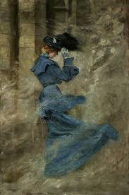 The Wind The Woman In Blue In The Dust Vortex By Zsigmond Vajda Hungarian 1860 1931 Art Painting Illustration Art