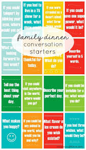 Ask these questions to spark funny or deep conversations. Family Dinner Conversation Starters