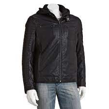 Rock Republic Hooded Faux Leather Moto Jacket Men Faux Leather Moto Jacket Hooded Faux Mens Jackets
