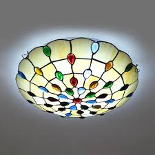 Dome Living Room Ceiling Mount Light Glass Tiffany Style Vintage Overhead Light With Jewelry Takeluckhome Com