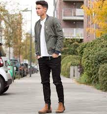 35 Stylish Ways To Wear A Bomber Jacket With Images Mens Jackets Fall Mens Outfits Mens Casual Outfits