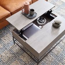Industrial Storage Pop Up Coffee Table Gray West Elm Coffee Table Coastal Living Room Furniture Rectangle Coffee Table Wood
