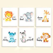Flat african, jungle and forest animals. Safari Nursery Print Jungle Baby Animals Canvas Art Painting Posters Giraffe Elephant Lion Zebra Pictures Baby Room Wall Decor Painting Calligraphy Aliexpress